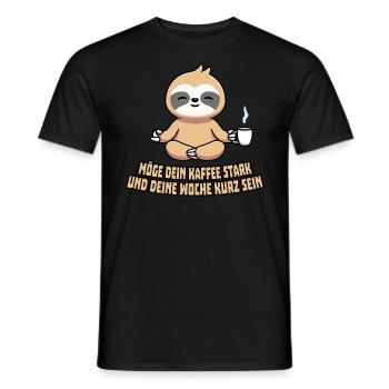 Faultier Kaffee Meditation Montag Büro - Männer T-Shirt - Schwarz - Vorne - AI Model Male 178 light (178cm)