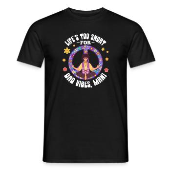 Hippie Peace Flower Power Amour Paix Cadeau - T-shirt homme - noir - Devant - AI Model Male 178 light (178cm)