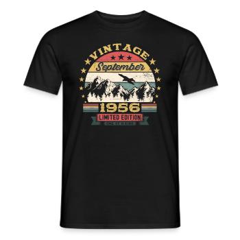 Septembre Né 1956 Cadeau du 66e anniversaire - T-shirt homme - noir - Devant - AI Model Male 178 light (178cm)