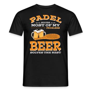 Padel and Beer Funny Paddle Tennis Saying - Men's T-Shirt - black - Front - AI Model Male 178 light (178cm)