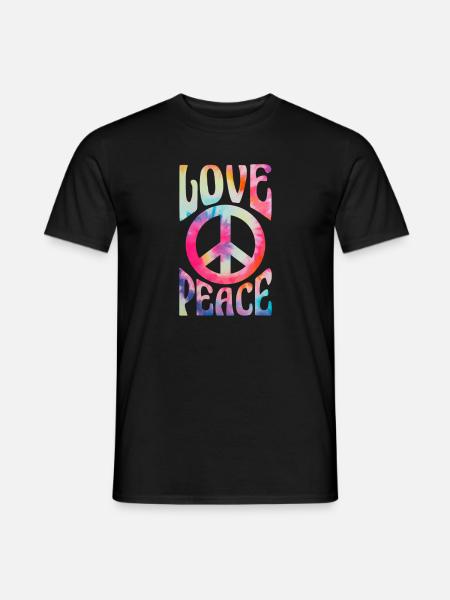 Hippie Peace Flower Power Love Frieden Geschenk - Männer T-Shirt - Schwarz