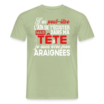 Araignée Araignées Insecte Animal Cadeau Humour - T-shirt homme - vert sauge - Devant - AI Model Male 178 light (178cm)