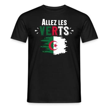 Verts Algérie Algérien Football Cadeau Humour - T-shirt homme - noir - Devant - AI Model Male 178 light (178cm)