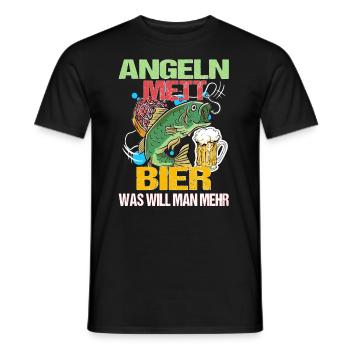 Angeln Mett Bier Was Will Man Mehr Köder Geschenk - Männer T-Shirt - Schwarz - Vorne - AI Model Male 178 light (178cm)