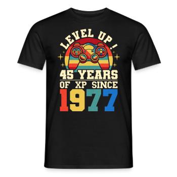Level 45 1977 Birthday Gamer 45 years - Men's T-Shirt - black - Front - AI Model Male 178 light (178cm)