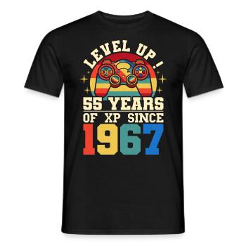 Level 55 1967 Birthday Gamer 55 years - Men's T-Shirt - black - Front - AI Model Male 178 light (178cm)
