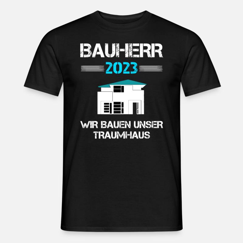 Bauherr 2023 Häuslebauer Eigenheim Geschenk - Männer T-Shirt - Schwarz
