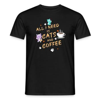 All I Need Is Cats And Coffee Barista Caffeine - Men's T-Shirt - black - Front - AI Model Male 178 light (178cm)