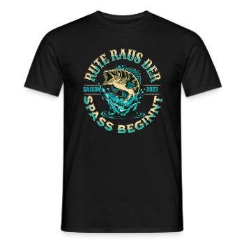 Rute Raus der Spass beginnt Angelrute Freunde - Männer T-Shirt - Schwarz - Vorne - AI Model Male 178 light (178cm)