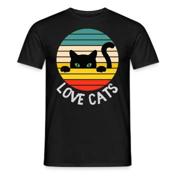 love cats cats love gift idea - Men's T-Shirt - black - Front - AI Model Male 178 light (178cm)