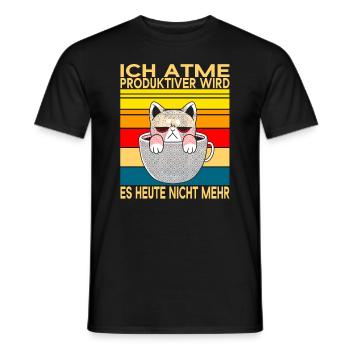 Ich Atme Produktiver Wird Es Nicht Mehr Katzen - Männer T-Shirt - Schwarz - Vorne - AI Model Male 178 light (178cm)