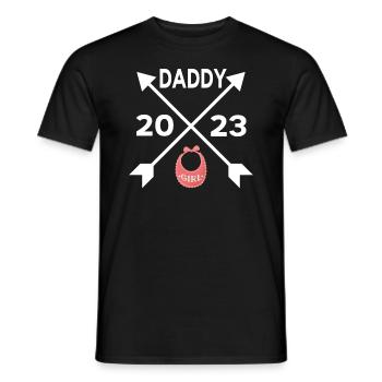 papa 2023 papa grossesse naissance fille père - T-shirt homme - noir - Devant - AI Model Male 178 light (178cm)