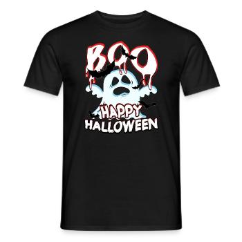 BOO Happy Halloween - funny Party Statement - Men's T-Shirt - black - Front - AI Model Male 178 light (178cm)