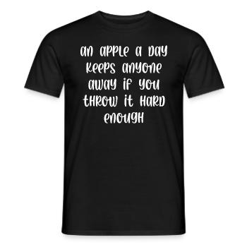 An apple a day keeps anyone away if you throw it - Men's T-Shirt - black - Front - AI Model Male 178 light (178cm)