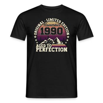 November vintage 1990 - 32nd birthday gift - Men's T-Shirt - black - Front - AI Model Male 178 light (178cm)