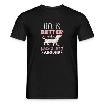 Dachshund - Men's T-Shirt - black - Front - AI Model Male 178 light (178cm)