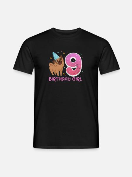 Pug 9th birthday - Men's T-Shirt - black