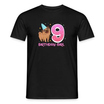 Pug 9th Birthday Dog Dog Friend Gift - Men's T-Shirt - black - Front - AI Model Male 178 light (178cm)