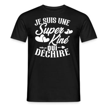 Je suis une Super kiné qui déchire - T-shirt homme - noir - Devant - AI Model Male 178 light (178cm)