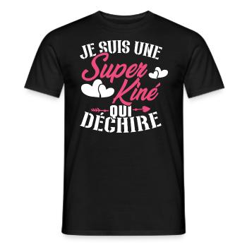 Je suis une Super kiné qui déchire - T-shirt homme - noir - Devant - AI Model Male 178 light (178cm)