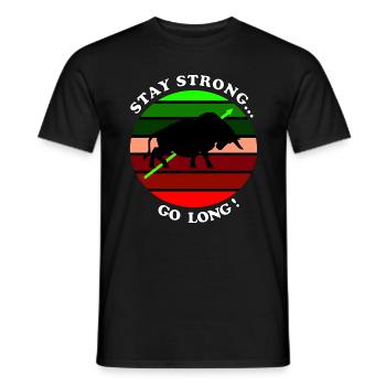 Sunsetmotiv Börse Bulle Stay Strong Go Long Spruch - Männer T-Shirt - Schwarz - Vorne - AI Model Male 178 light (178cm)