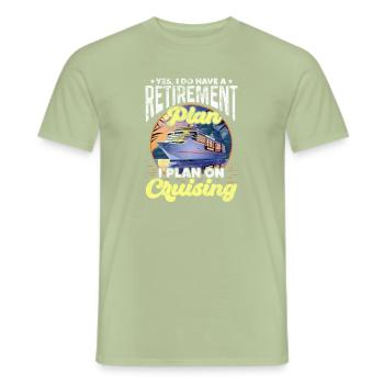 Croisière de retraite - T-shirt homme - vert sauge - Devant - AI Model Male 178 light (178cm)