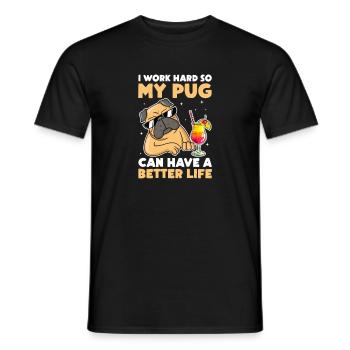 Carlin Chien Chien Ami Pet Pug Pug Pug Cadeau - T-shirt homme - noir - Devant - AI Model Male 178 light (178cm)