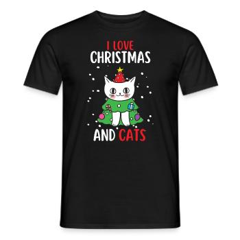 I Love Christmas and Cats Cat Christmas - Men's T-Shirt - black - Front - AI Model Male 178 light (178cm)