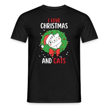 J’aime Noël et Chats Chat Noël - T-shirt homme - noir - Devant - AI Model Male 178 light (178cm)