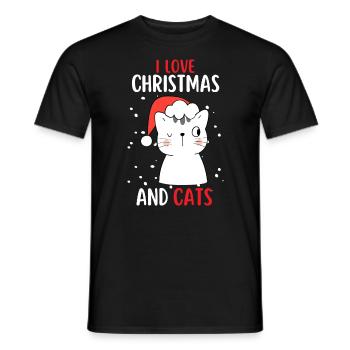 I Love Christmas and Cats Cat Christmas - Men's T-Shirt - black - Front - AI Model Male 178 light (178cm)