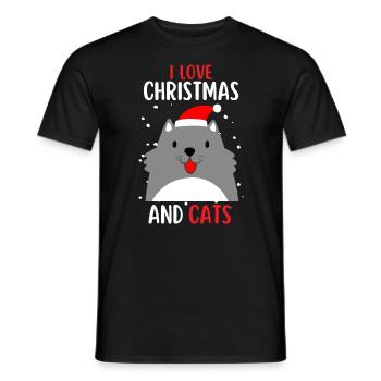 I Love Christmas and Cats Cat Christmas - Men's T-Shirt - black - Front - AI Model Male 178 light (178cm)
