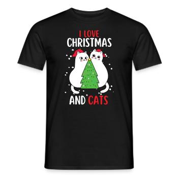 I Love Christmas and Cats Cat Christmas - Men's T-Shirt - black - Front - AI Model Male 178 light (178cm)