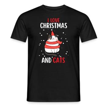 J’aime Noël et Chats Chat Noël - T-shirt homme - noir - Devant - AI Model Male 178 light (178cm)
