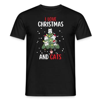 I Love Christmas and Cats Cat Christmas - Men's T-Shirt - black - Front - AI Model Male 178 light (178cm)