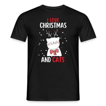 I Love Christmas and Cats Cat Christmas - Men's T-Shirt - black - Front - AI Model Male 178 light (178cm)