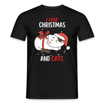 J’aime Noël et Chats Chat Noël - T-shirt homme - noir - Devant - AI Model Male 178 light (178cm)
