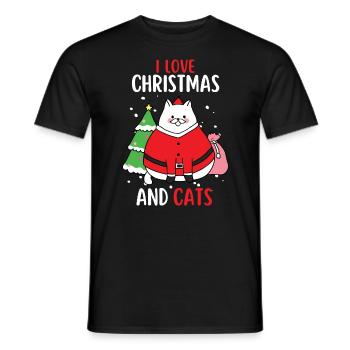 J’aime Noël et Chats Chat Noël - T-shirt homme - noir - Devant - AI Model Male 178 light (178cm)