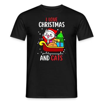 J’aime Noël et Chats Chat Noël - T-shirt homme - noir - Devant - AI Model Male 178 light (178cm)