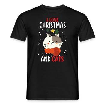J’aime Noël et Chats Chat Noël - T-shirt homme - noir - Devant - AI Model Male 178 light (178cm)