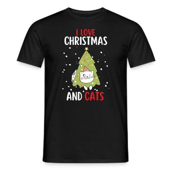 I Love Christmas and Cats Cat Christmas - Men's T-Shirt - black - Front - AI Model Male 178 light (178cm)