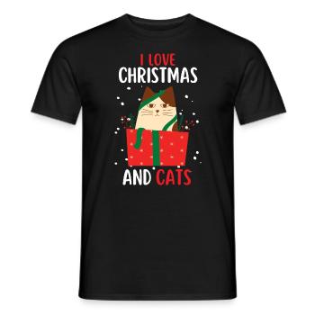 J’aime Noël et Chats Chat Noël - T-shirt homme - noir - Devant - AI Model Male 178 light (178cm)