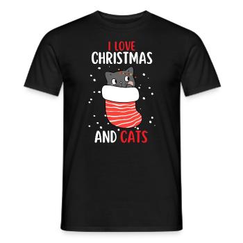 J’aime Noël et Chats Chat Noël - T-shirt homme - noir - Devant - AI Model Male 178 light (178cm)