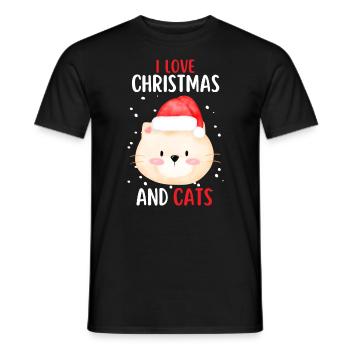 I Love Christmas and Cats Cat Christmas - Men's T-Shirt - black - Front - AI Model Male 178 light (178cm)