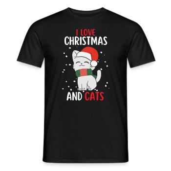 I Love Christmas and Cats Cat Christmas - Men's T-Shirt - black - Front - AI Model Male 178 light (178cm)