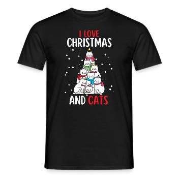 I Love Christmas and Cats Cat Christmas - Men's T-Shirt - black - Front - AI Model Male 178 light (178cm)