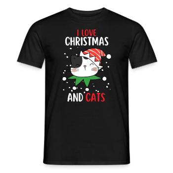I Love Christmas and Cats Cat Christmas - Men's T-Shirt - black - Front - AI Model Male 178 light (178cm)
