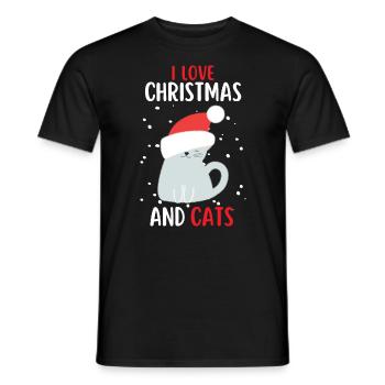 I Love Christmas and Cats Cat Christmas - Men's T-Shirt - black - Front - AI Model Male 178 light (178cm)