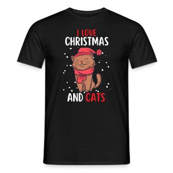 J’aime Noël et Chats Chat Noël - T-shirt homme - noir - Devant - AI Model Male 178 light (178cm)