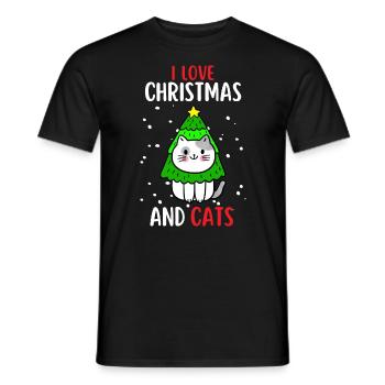 I Love Christmas and Cats Cat Christmas - Men's T-Shirt - black - Front - AI Model Male 178 light (178cm)