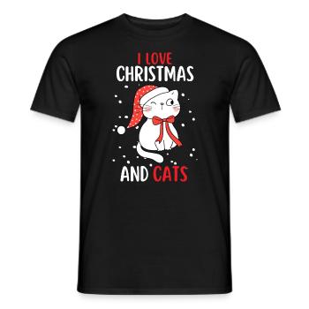 I Love Christmas and Cats Cat Christmas - Men's T-Shirt - black - Front - AI Model Male 178 light (178cm)